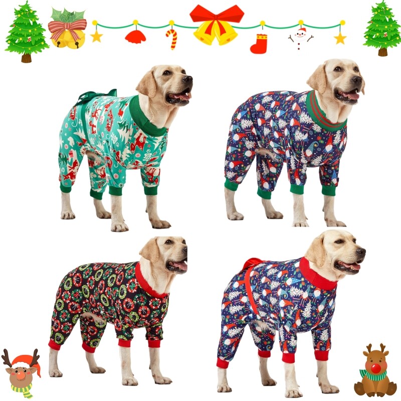 LovinPet Dog Pet Pitbull Pajamas Christmas Holiday Costume Pullover Outfit Shirt