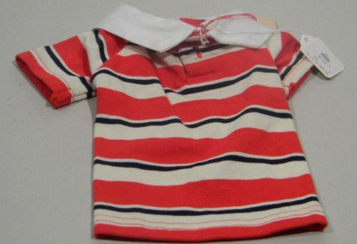 Dog Short Sleeve Collared Shirt Red/White/Black Stripes Size Medium