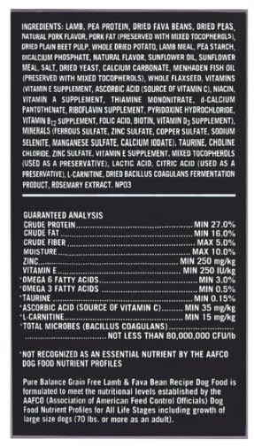 Pure Balance Lamb & Fava Bean Recipe Dry Dog Food, 4 Pound (Pack of 1)