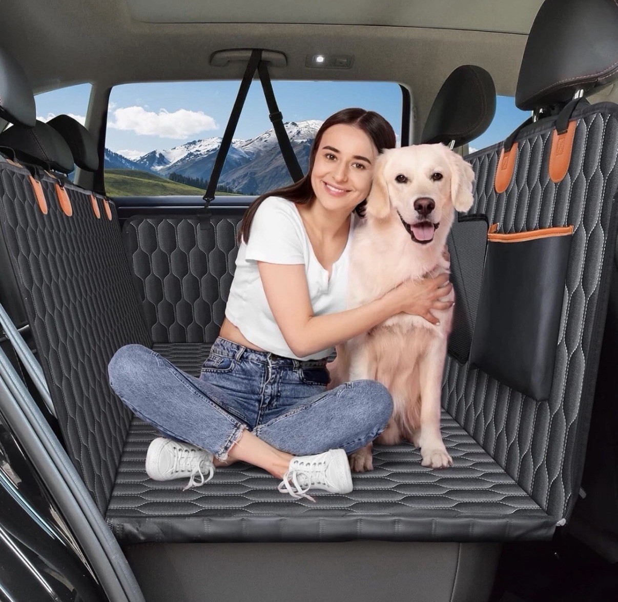 Chumajor XL Back Seat Extender for Dogs-Supports 400lb,Waterproof Dog Car Sea…