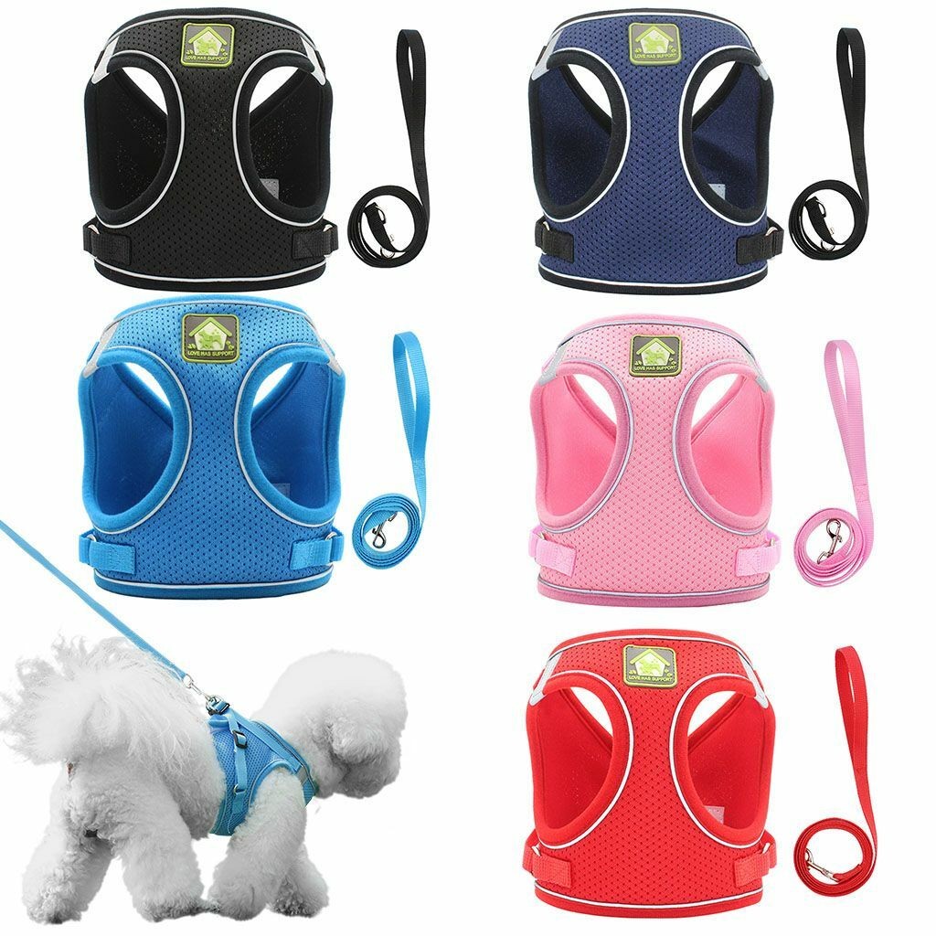 Soft Mesh Reflective Pet Harness & Leash Set Adjustable Vest for Puppy Dog Cat