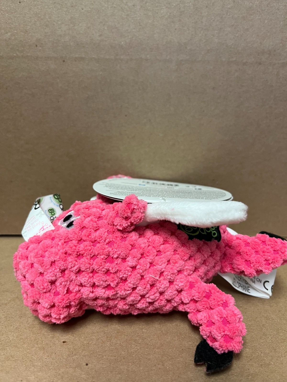 goDog Checkers Just for Me Flying Pig Squeaky Plush Mini, (Pink) with Chew Guard