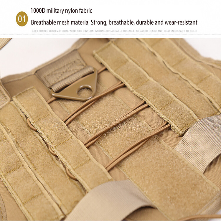 Military Tactical Dog Harness No-pull Heavy Duty MOLLE Training Service Dog Vest