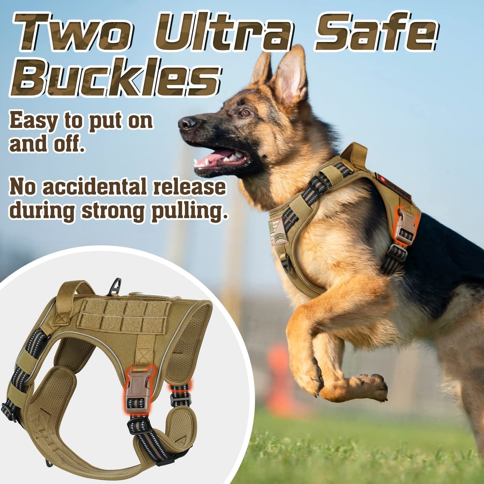 Tactical Dog Harness No Pull Military Adjustable Control Reflective S M L XL