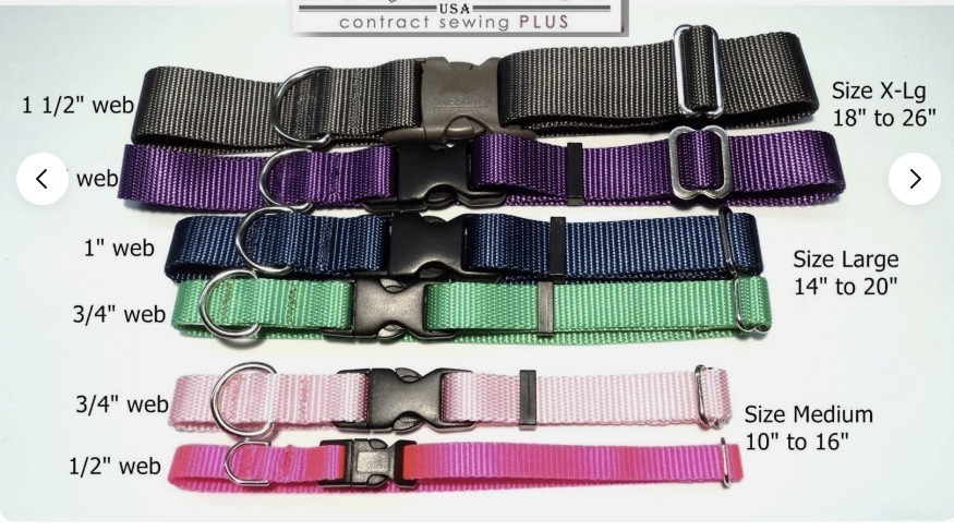 Nylon Dog Collars – Various colors and sizes available!!! Made in USA