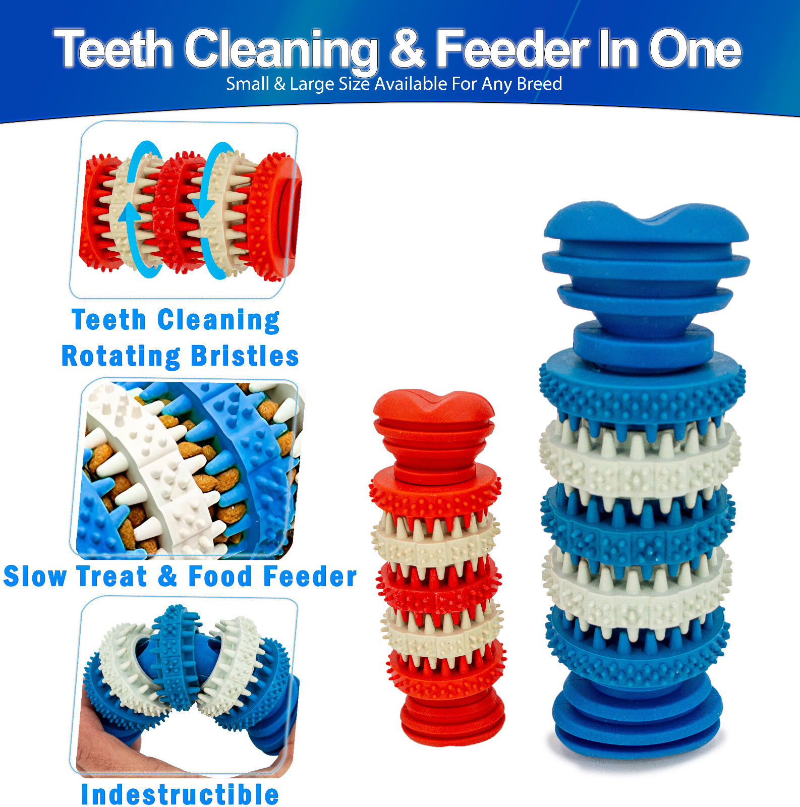 Dog Chew Toy Brushing Bone Treat Dispenser Aggressive Chewering Teething Puppies