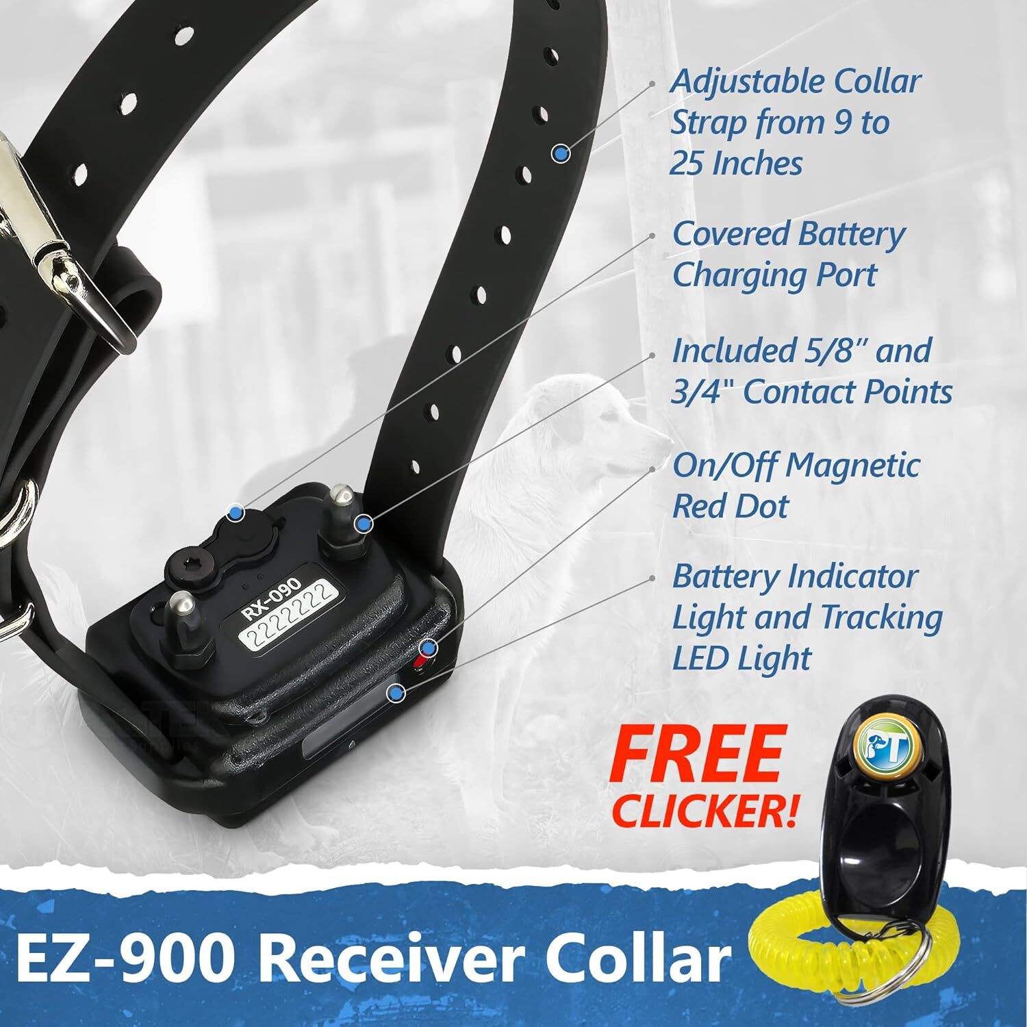 Easy Educator EZ-900 Remote Dog Training Collar Yellow with PetsTEK Clicker