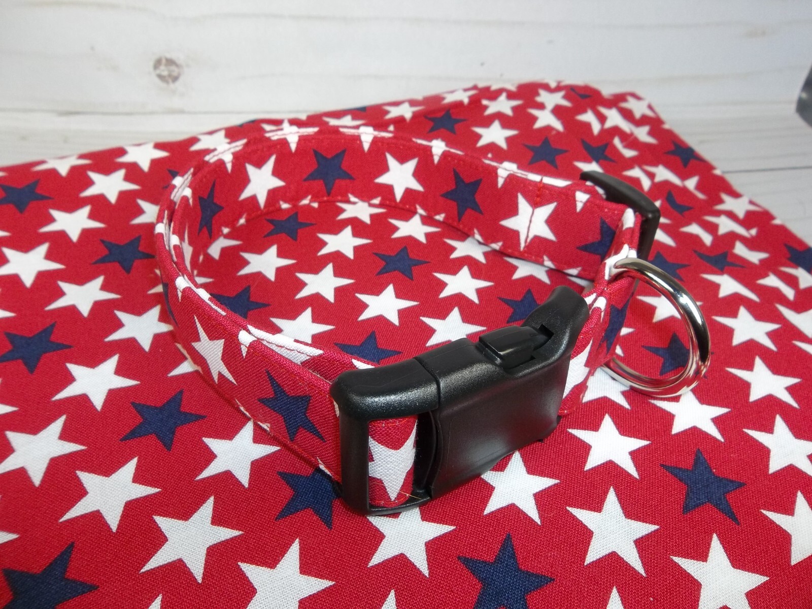 Red White Blue Stars Terri’s Dog Collar Patriotic handmade adjustable 4th July