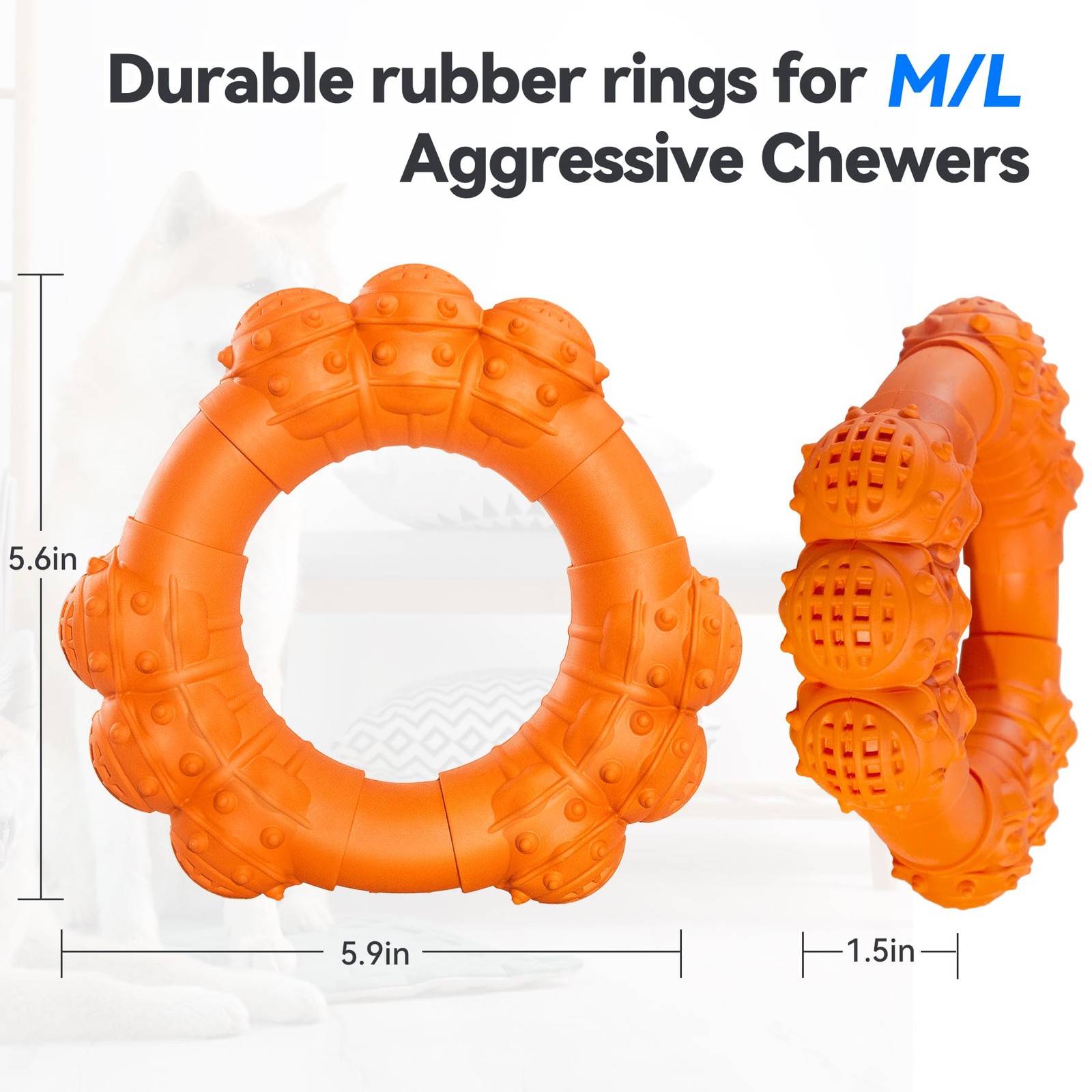Indestructible Dog Chew Ring Toys for Aggressive Chewers, Super Chewer Dog Toys