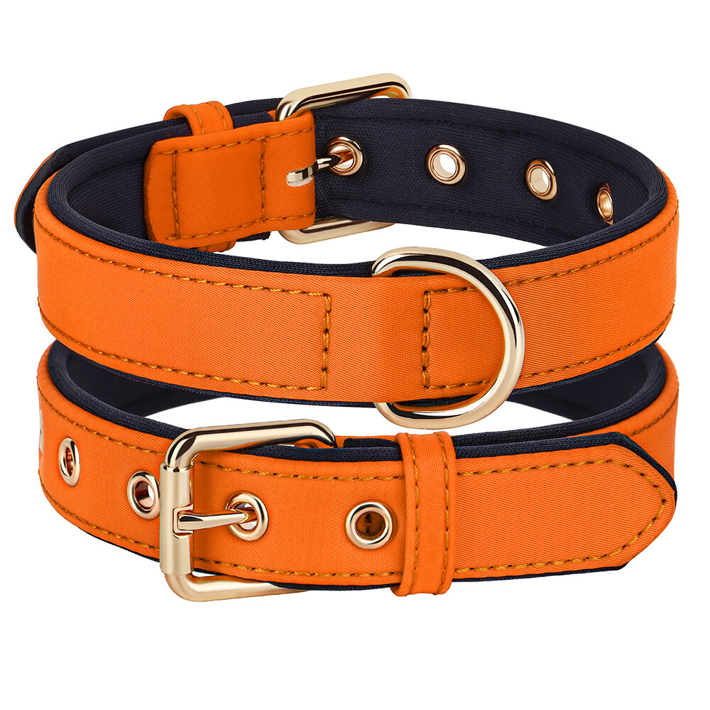 Personalized Nylon Dog Collar Custom Name Phone Print Soft Padded Adjustable S-L