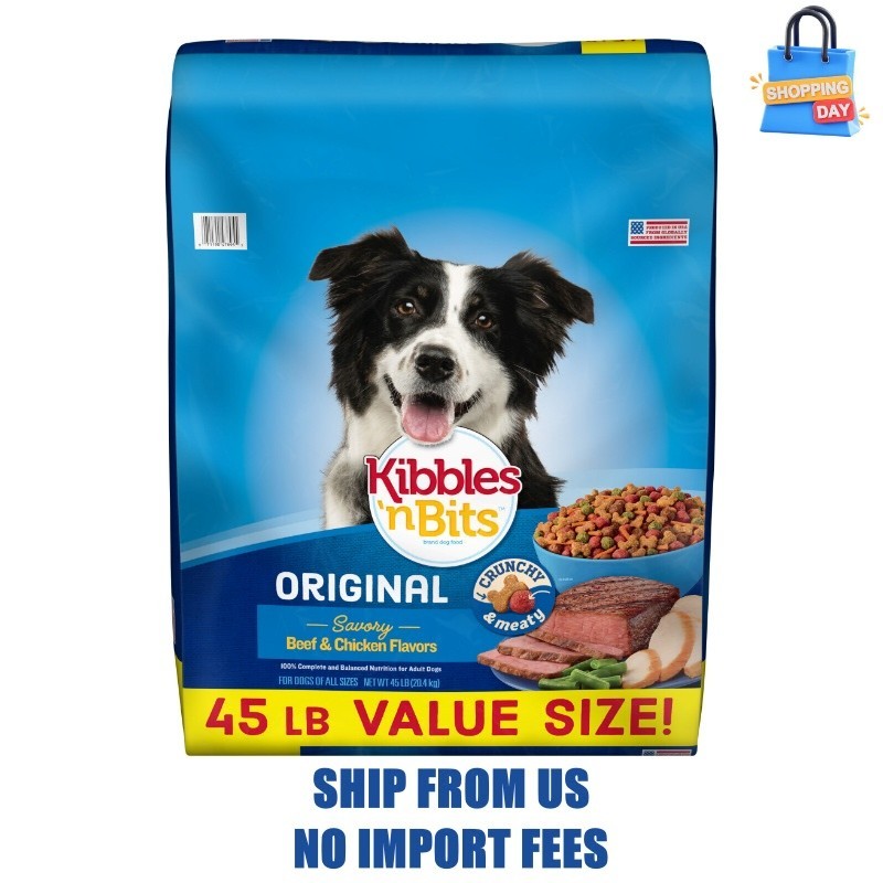 Kibbles ‘n Bits Dry Dog Food, Original Savory Beef & Chicken Flavors, 45 lb. Bag