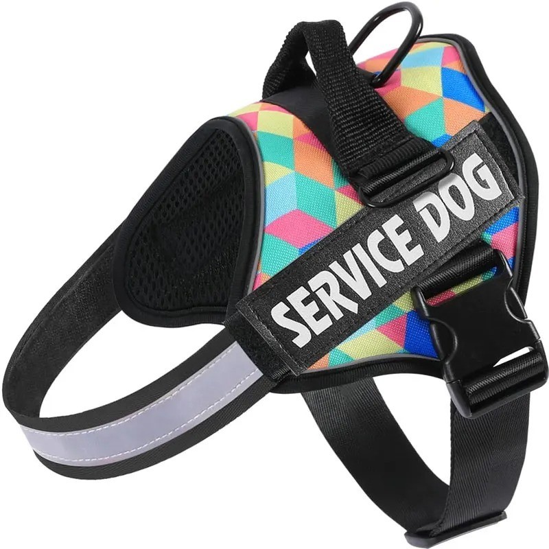Reflective Service Dog Vest Harness, Woven Nylon with Adjustable Straps XS-XXL