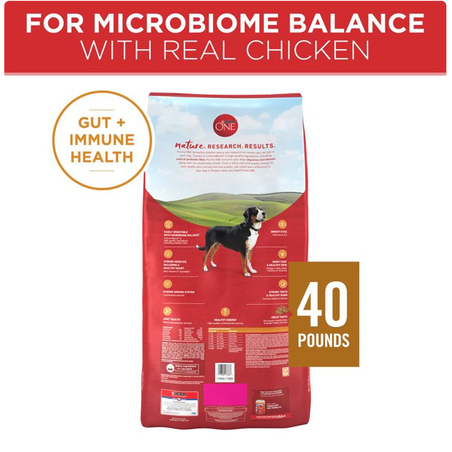 Purina One Dry Dog Food for Adult Dogs High Protein, Real Chicken & Rice, 40 lb
