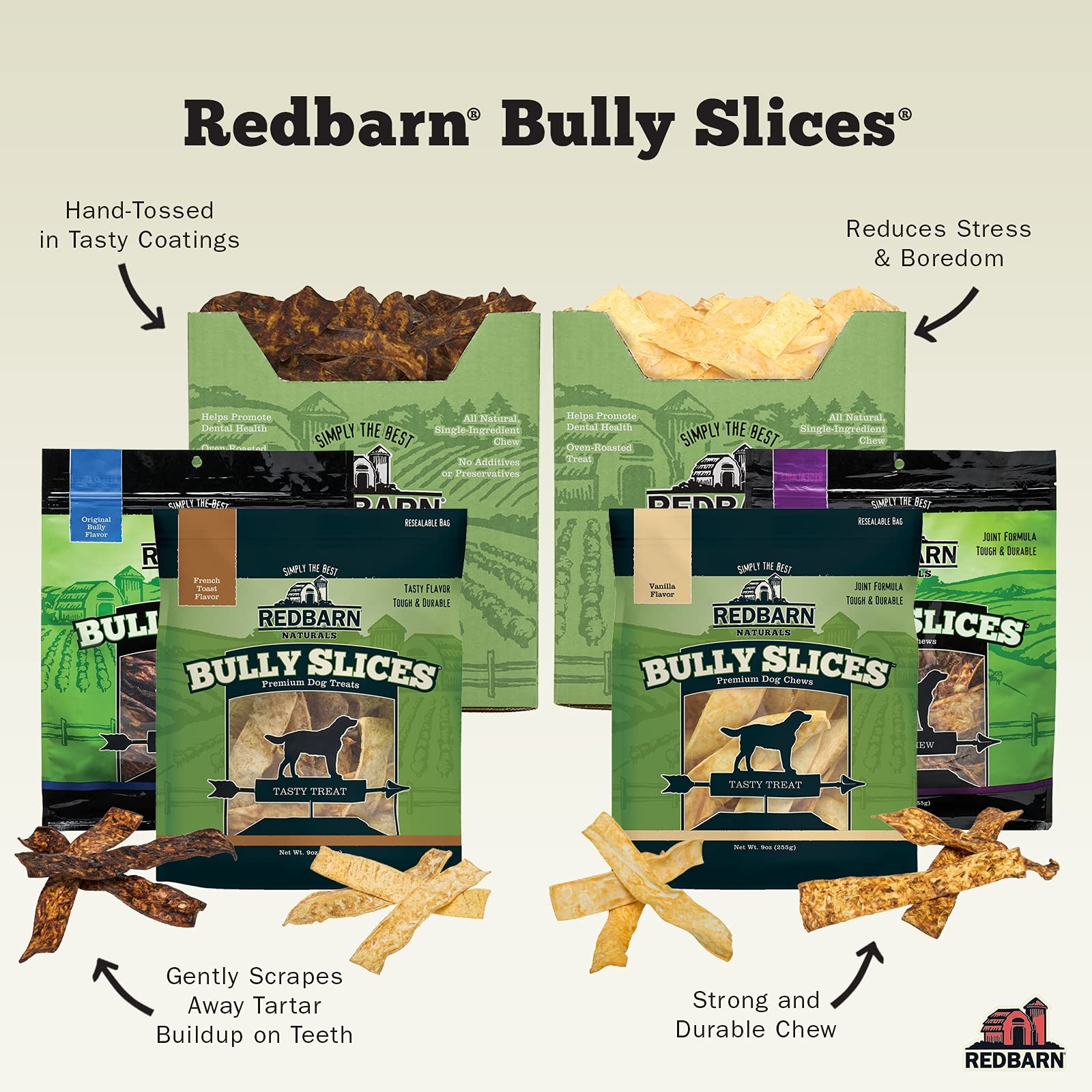 Redbarn Natural Dog Treats 9 Ounce Bully Gravy Coated Chews Pack of 3