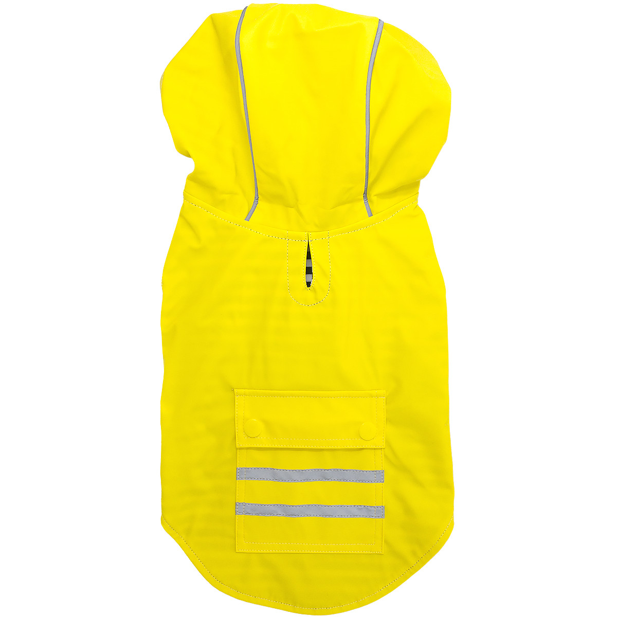 Doggie Design Slicker Raincoat for Dogs Yellow Reflective Hood Striped Lining