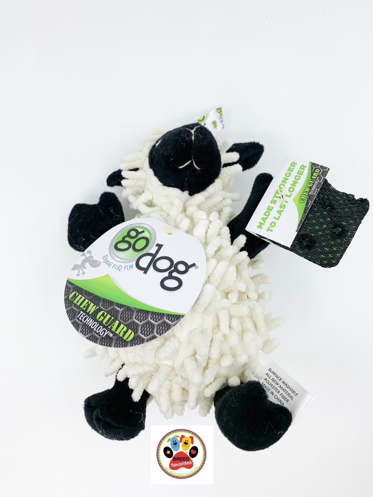GoDog Fuzzy Wuzzy Lamb Medium Dog Toy