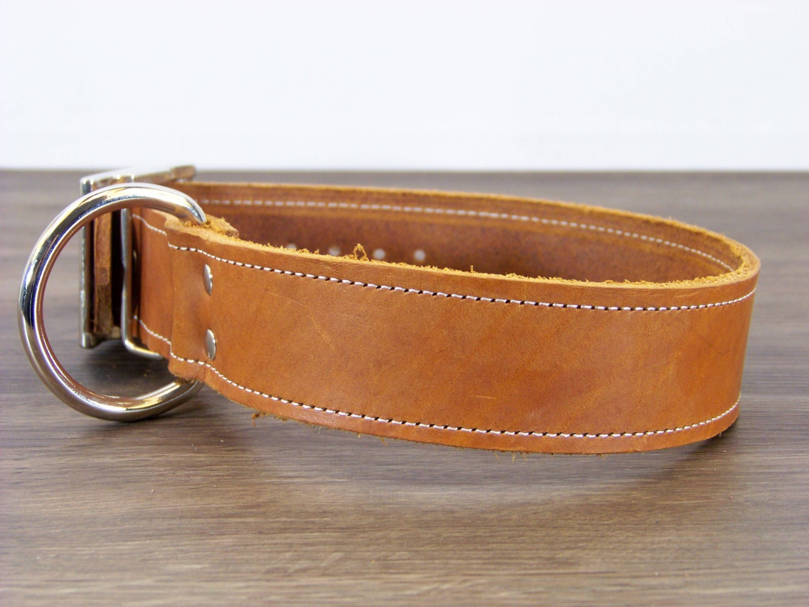 1 – 1/2 Inch-Wide Top Quality Leather Dog Collar W/ Stitching Made in USA