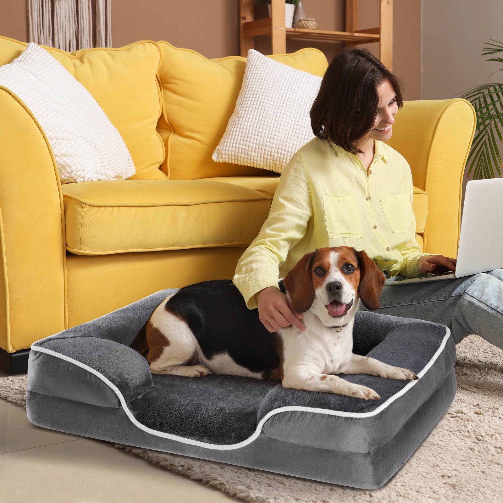 Dog Bed for Extra Large Size Dogs with Non-Slip Base Orthopedic Pet Sofa 42″ XL