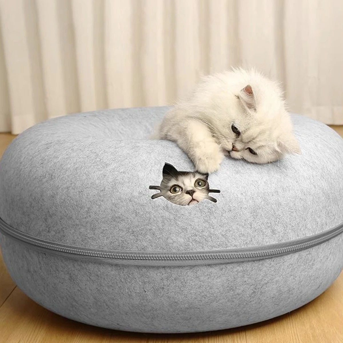 Cat Cave EXTRA LARGE Cat Tunnel Bed Indoor Cats,Cat Donut