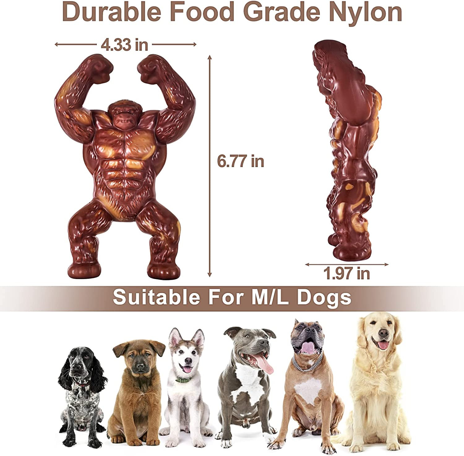 Dog Chew Toys for Aggressive Chewers Large Breed Rubber Dog Bones Teeth Cleaning