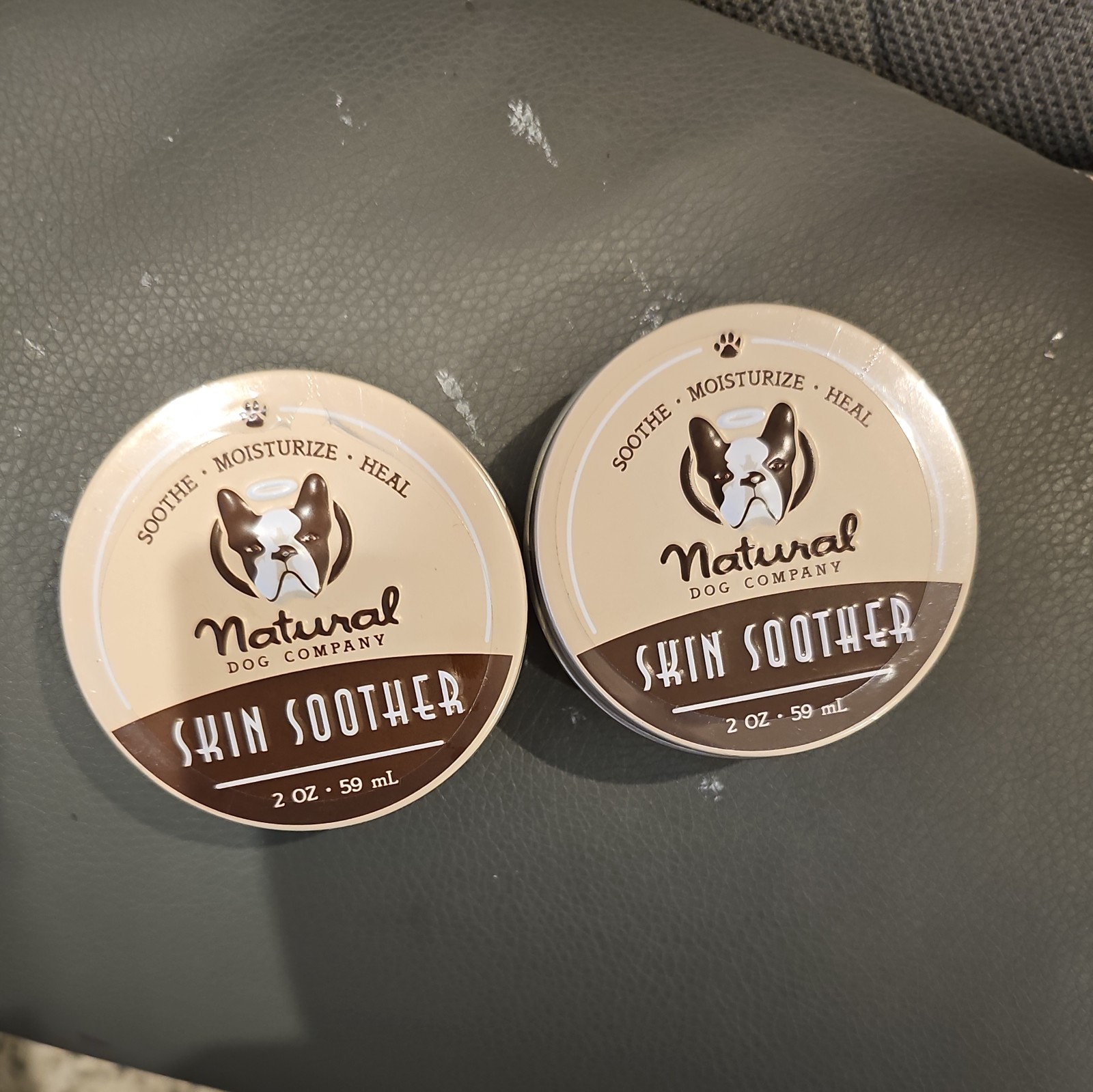 Lot of 2 Two Natural Dog Company Skin Soother 2 oz Tin, Dog Healing Balm