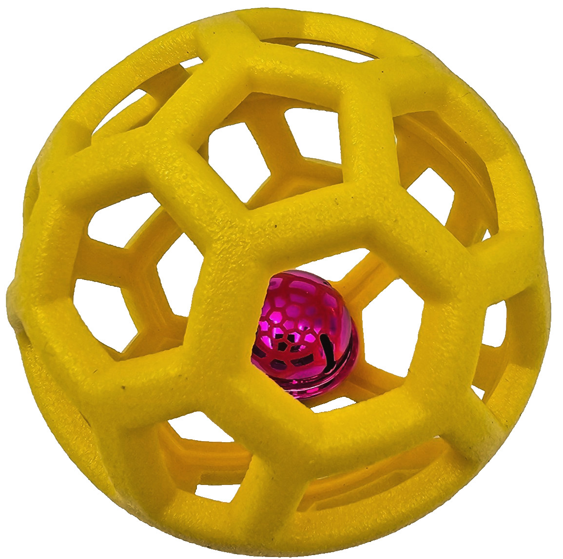 Roller Dog Toy Puzzle Ball Rubber Medium Size Yellow New 4″ High Free Shipping
