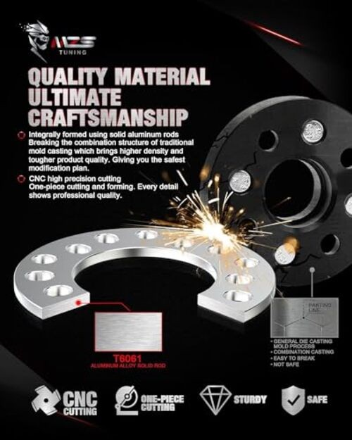 Wheel Spacers, 1/4″ 6mm Thick 5 Lug-M12-98/100/108/110/112/114.3/115-2 Pieces