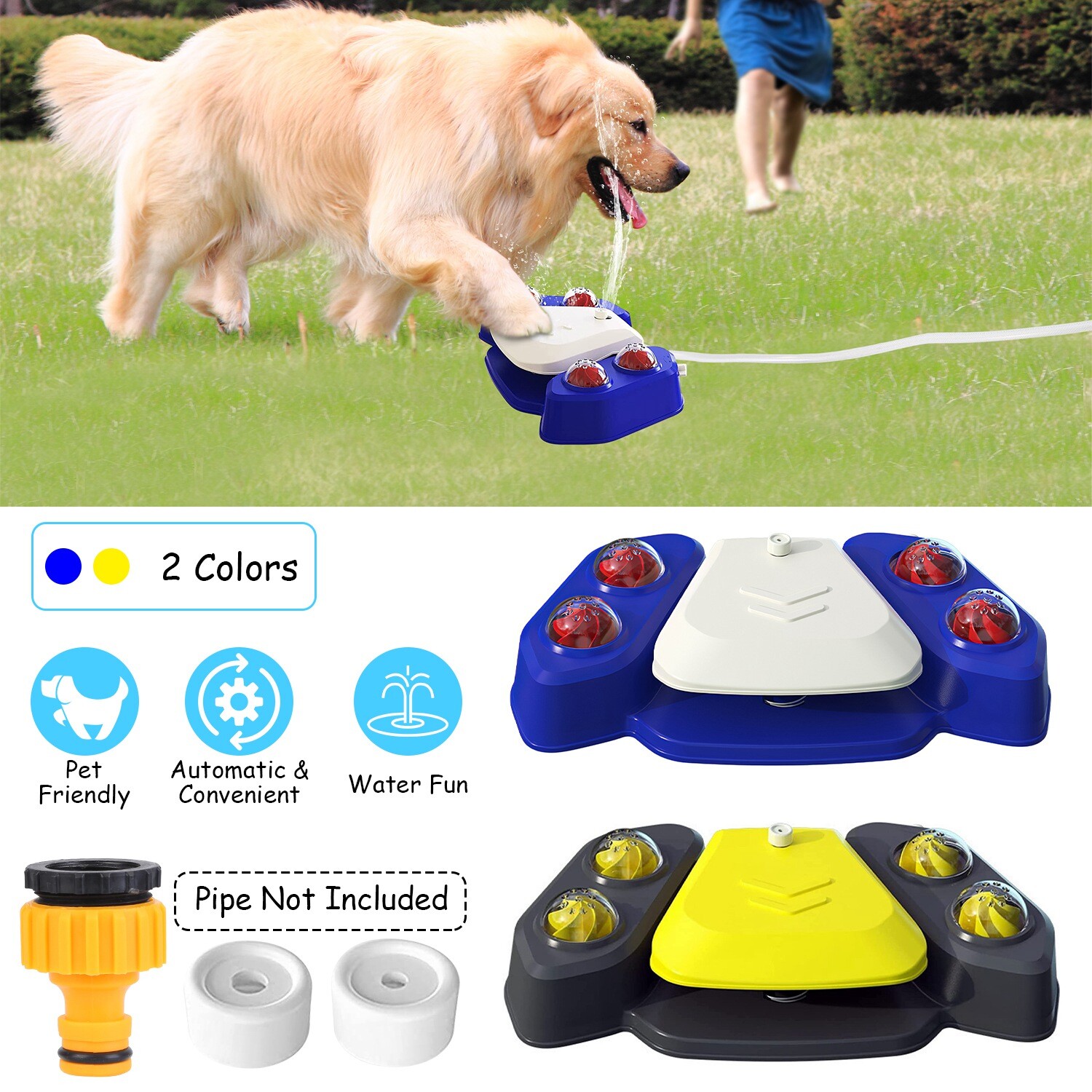 Outdoor Dog Fountain Step On Paw Activated Sprinkler Toy for Fresh Water Drink