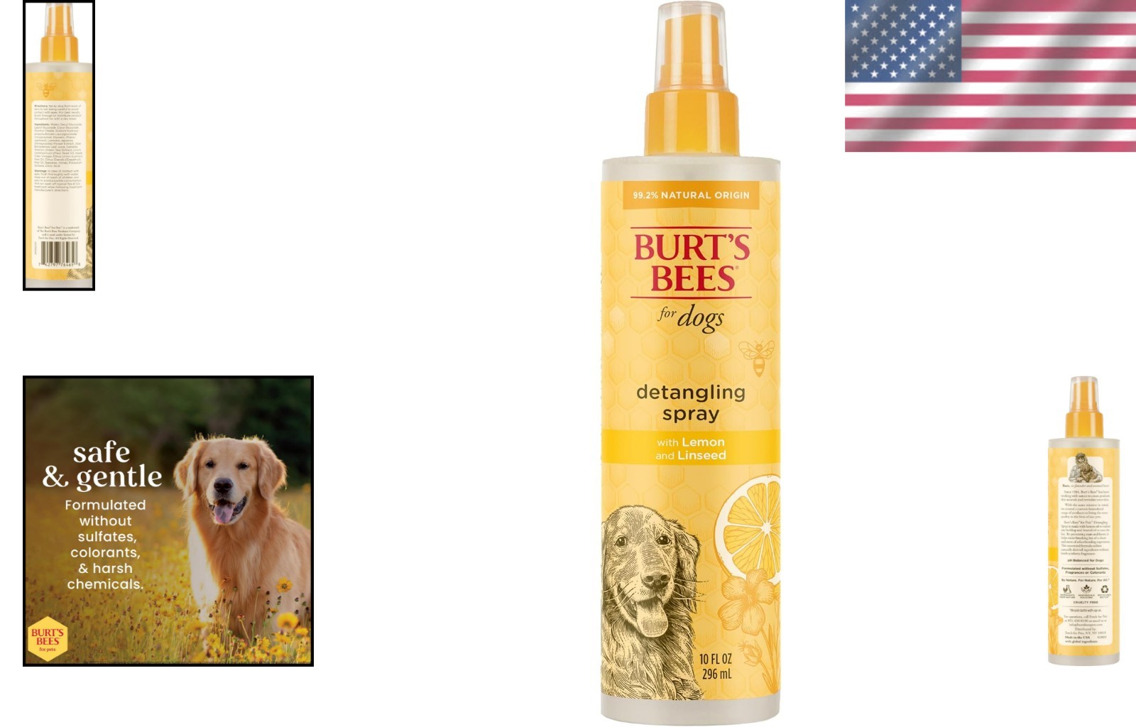 Natural Detangling Spray for Dogs, Lemon & Linseed Oil, 10 oz – Irritation-Free