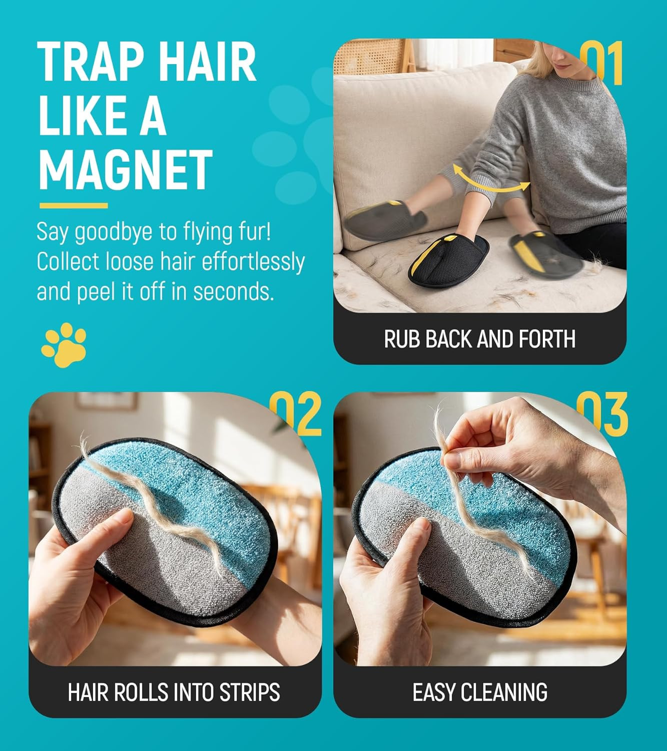 Pet Hair Removal Glove for Dogs & Cats – Upgraded Reusable Electrostatic Pet