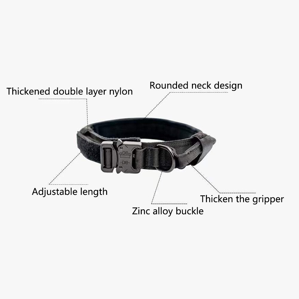 Tactical Dog Collar Heavy Duty Nylon Large Dog Canine Training With Metal Buckle