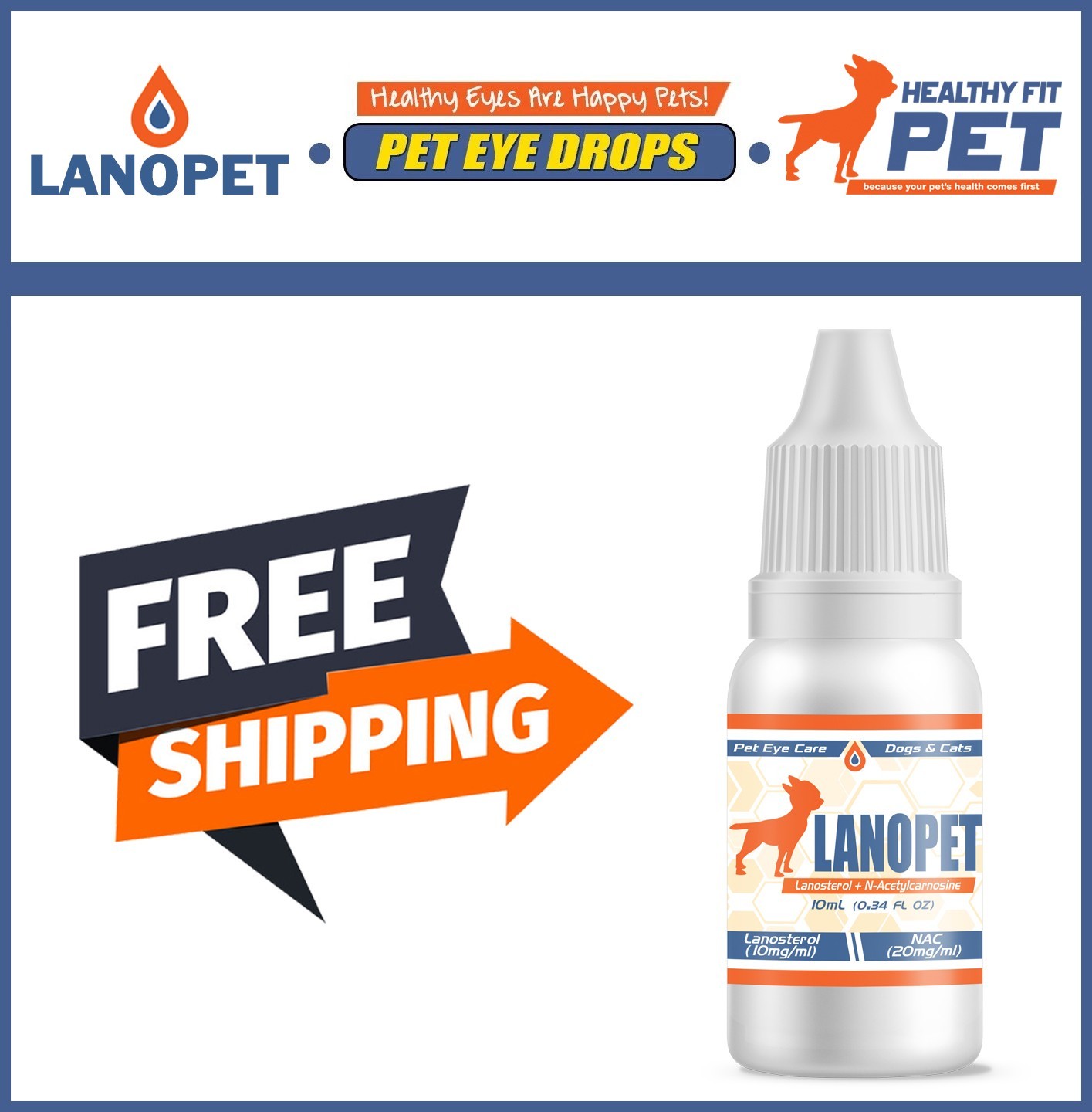 Lanosterol + NAC Dog Cat Eye drops | Cataracts, Dry Eyes, Tearing, MAX Strength