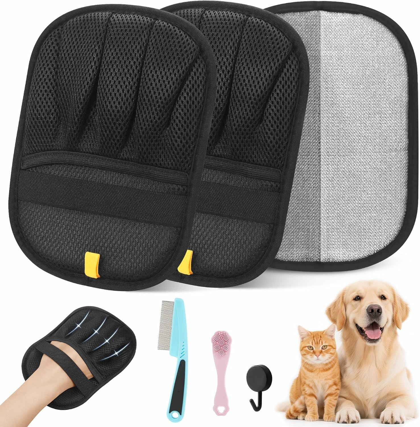 Pet Hair Remover Glove, Electrostatic Cat Dog Hair Remover Glove (2pcs)