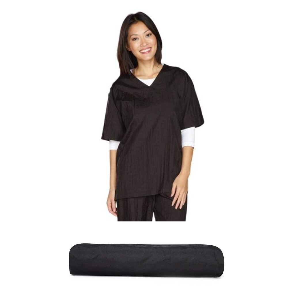 Black V Neck Short Sleeve Smock Groomer Stylist Barber Water Stain Resistant