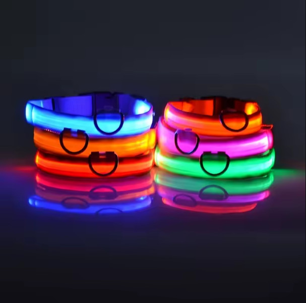 USB Rechargeable Glowing Dog Collar Luminous Flashing Night Safety Light For Pet