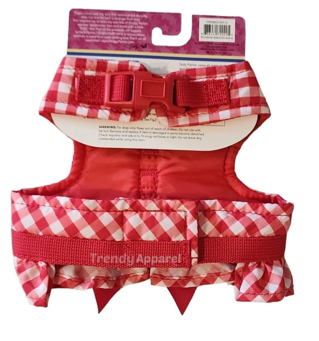 Doggy Parton Red & White, Satin Bow, Ruffles,Butterflies Puppy/Dog Harness,Small