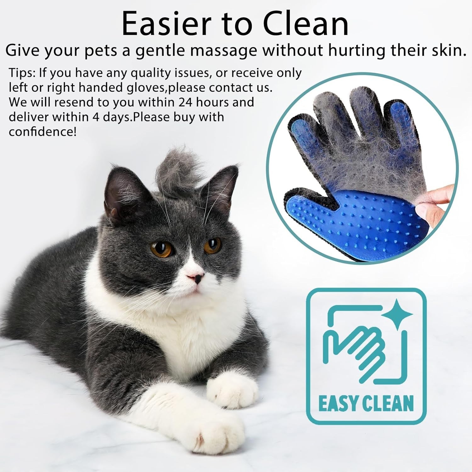 Pet Grooming Glove Dog Cat Hair Remover Brush Deshedding Massage Mitt Reusable