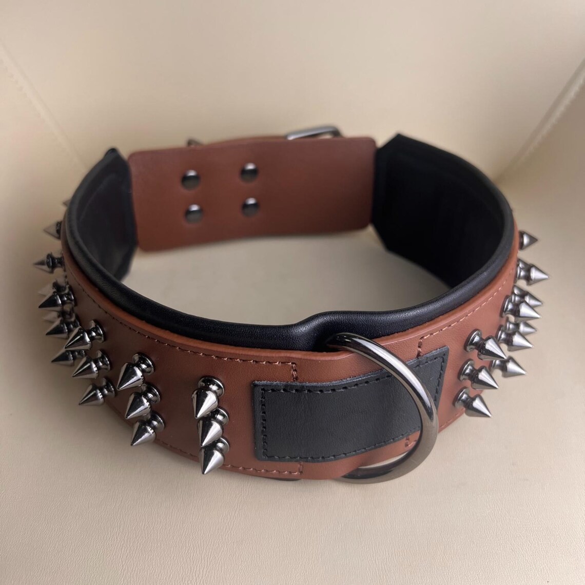 STG GENUINE LEATHER LATEST SPIKE DOG COLLAR HANDMADE COLLAR UNISEX DOG COLLAR