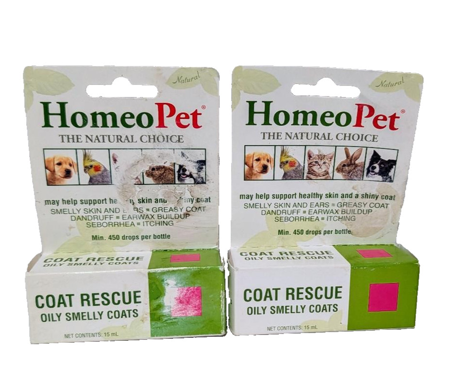 HomeoPet Coat Rescue Oily Smelly Coats 15mL Dog Cat Skin Coat Remedy Set