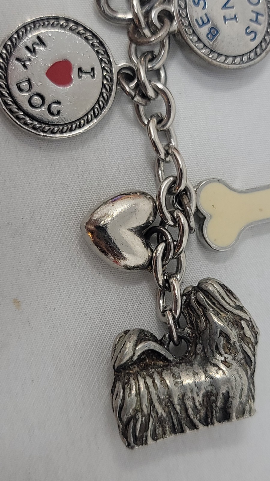 Dog Charm Key Chain, Bone, Best in Show, Dog Bowl Love My Dog Shih Tzu Preowned.