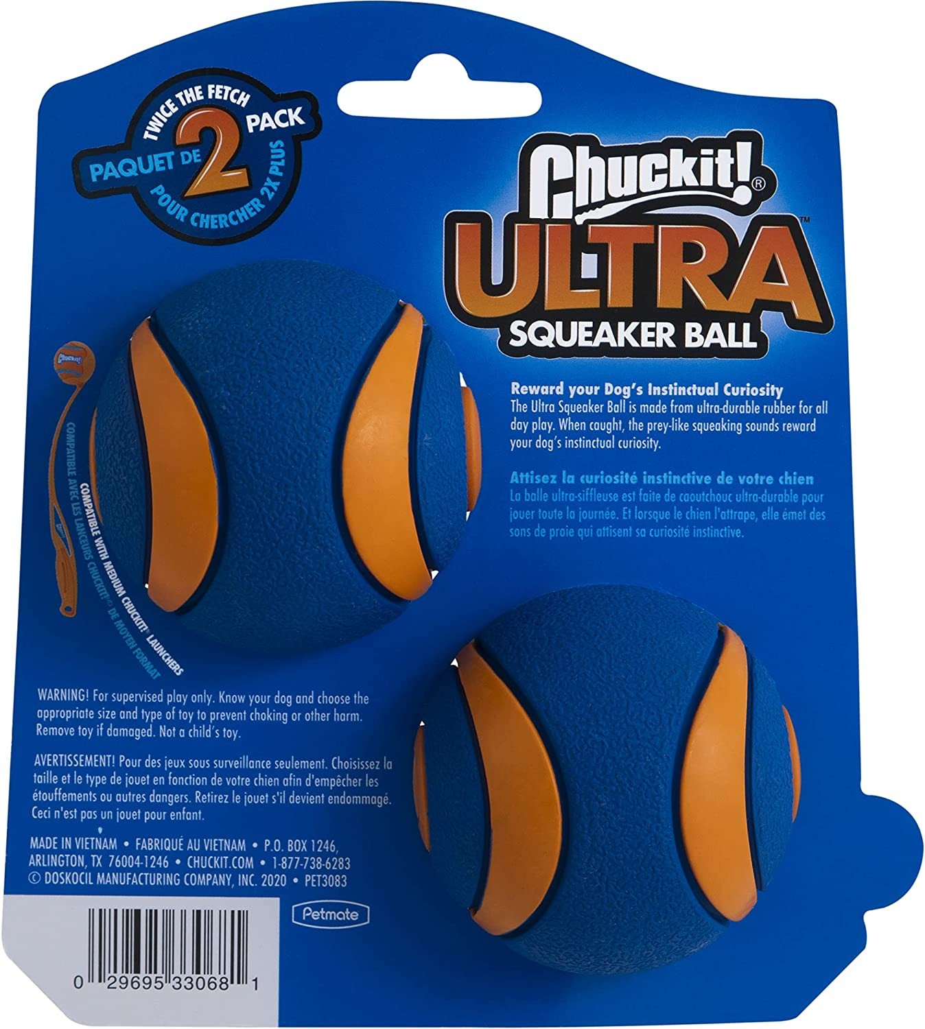 Chuckit! Ultra Squeaker Ball Durable High Bounce Dog Toy Medium 2 Pack – 3 Pack