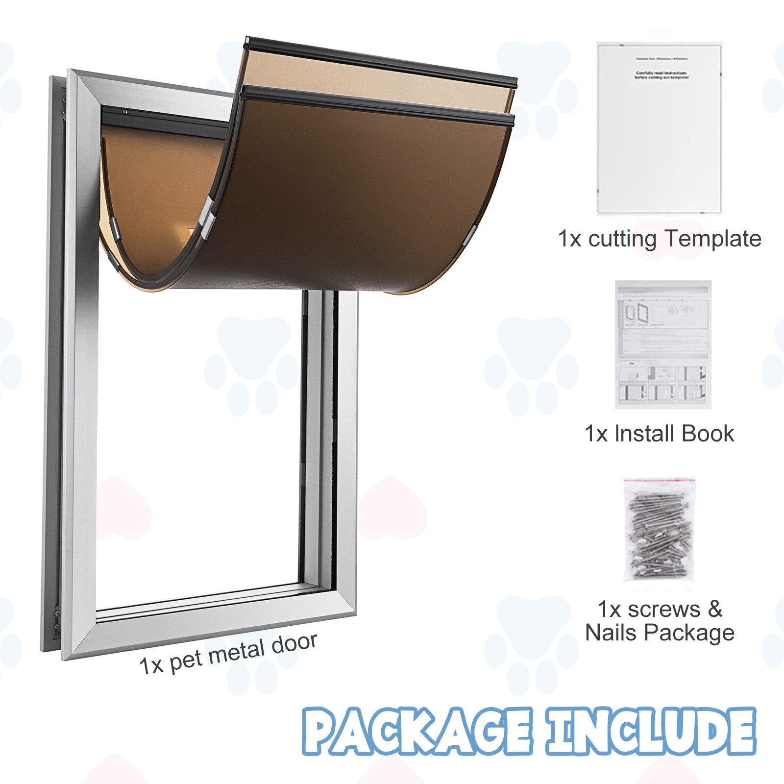 28X18 Extra Large Aluminum Pet Dog Door Magnetic Lockable Flap Screen Gate Frame