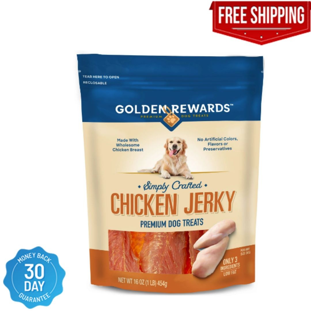 Golden Rewards Chicken Flavor Premium Dry Jerky Treats for All Dogs, 16 oz