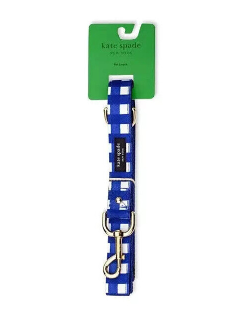 Kate Spade New York Navy Blue /gold/Gingham Leash (/L) for dog