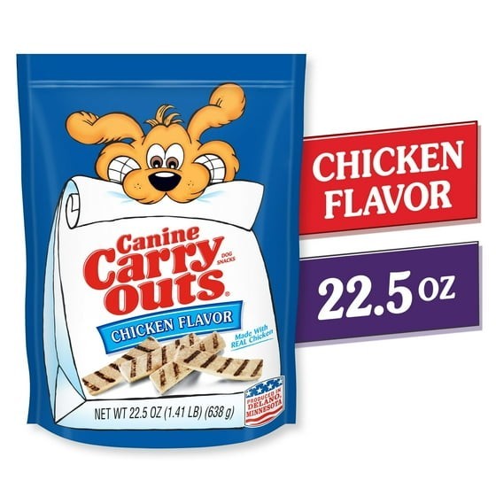 (2 pack) Canine Carry Outs Chicken Flavor Dog Treats, 22.5oz Bag