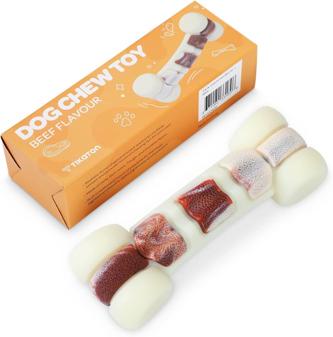 Tikaton Hammerbone Indestructible Dog Chew Toys Bones Beef Flavor Dog Toy, Large