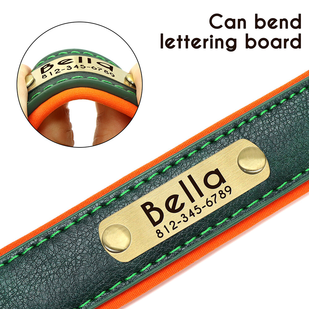 PERSONALIZED Soft Leather Dog Collar Custom Puppy Cat Name Free Engraved XS-XL