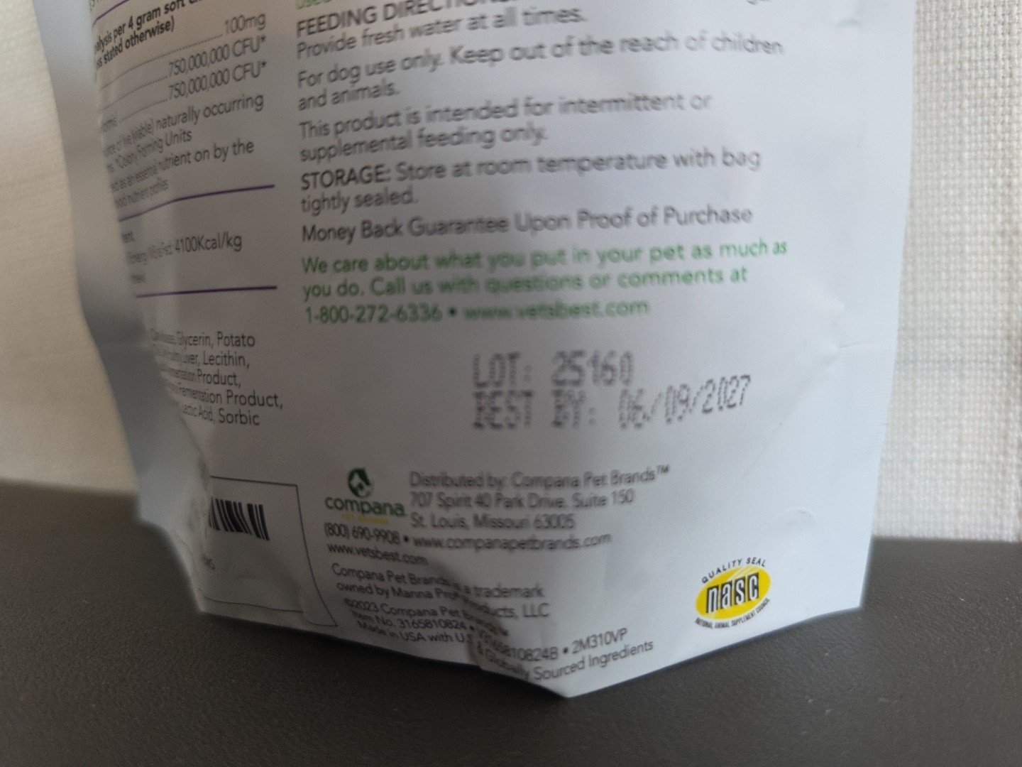 Vet’s Best Probiotic Soft Chews Digestive Aid 90 count Exp 06/2027