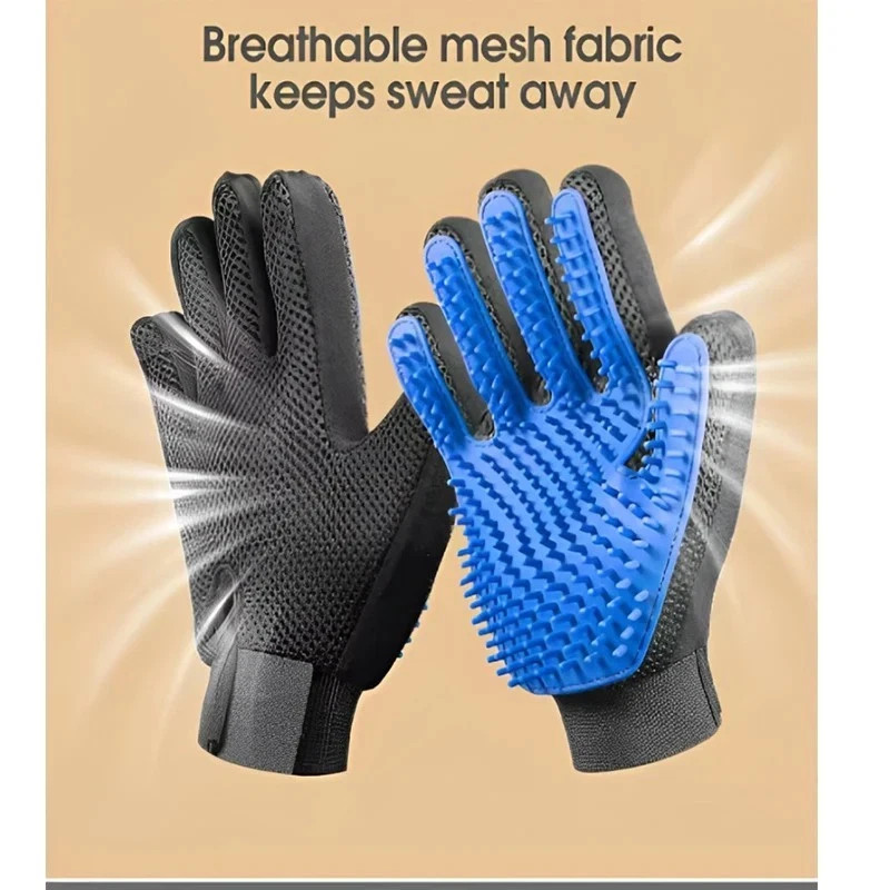 Pet Hair Remover Glove Brush Dog Cat Grooming Massage Soft Bath Shedding Glove