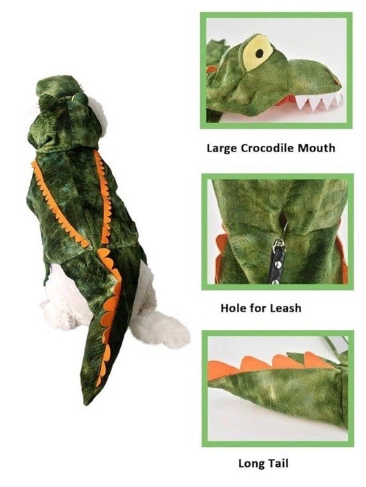 New! Dog Crocodile Design Costume XXXL (3XL) 90-120 lbs. Pet Clothes Alligator